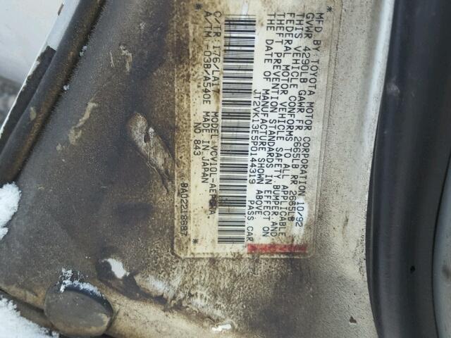 JT2VK13E5P0144319 - 1993 TOYOTA CAMRY XLE SILVER photo 10