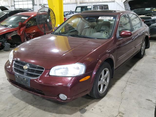 JN1CA31A21T111154 - 2001 NISSAN MAXIMA GXE BURGUNDY photo 2