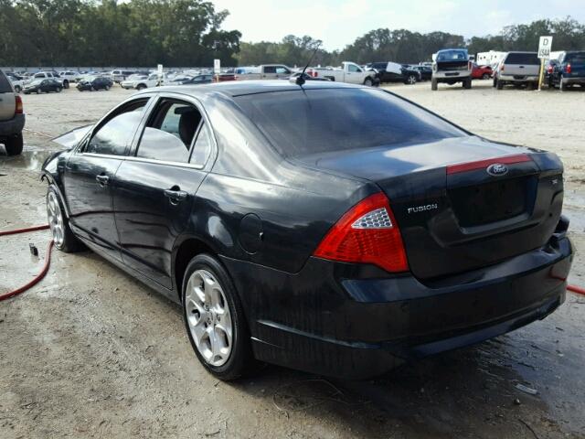 3FAHP0HA1AR418506 - 2010 FORD FUSION SE BLACK photo 3