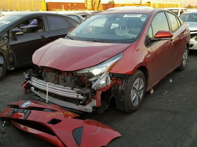 JTDKBRFU7H3565745 - 2017 TOYOTA PRIUS RED photo 2