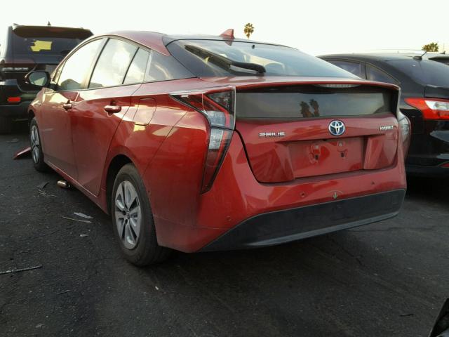 JTDKBRFU7H3565745 - 2017 TOYOTA PRIUS RED photo 3