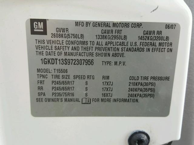 1GKDT13S972307956 - 2007 GMC ENVOY Ağ foto 10