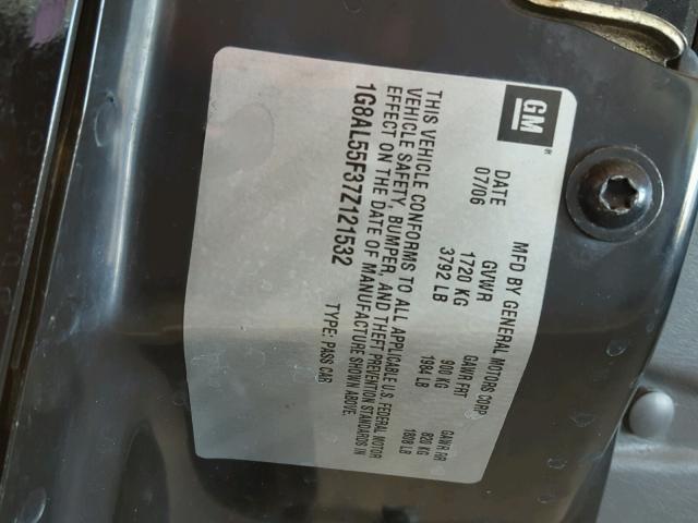 1G8AL55F37Z121532 - 2007 SATURN ION LEVEL BLACK photo 10