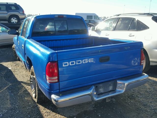 1B7HL2AN31S282883 - 2001 DODGE DAKOTA QUA BLUE photo 3