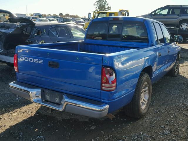 1B7HL2AN31S282883 - 2001 DODGE DAKOTA QUA BLUE photo 4