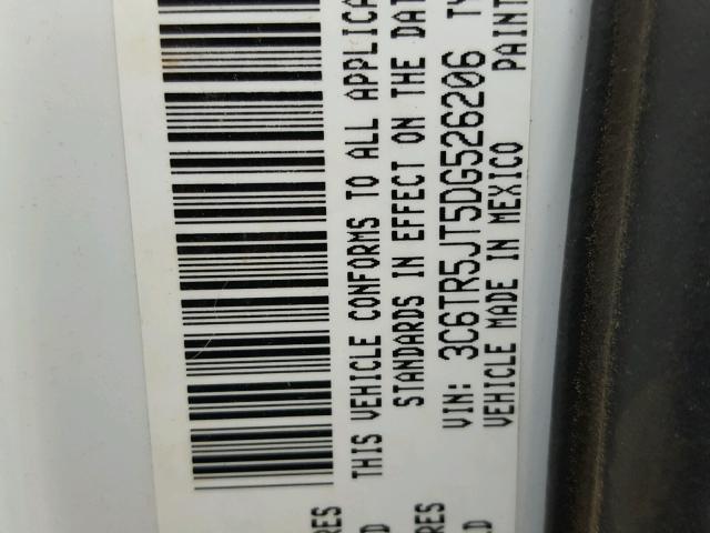 3C6TR5JT5DG526206 - 2013 RAM 2500 SLT WHITE photo 10