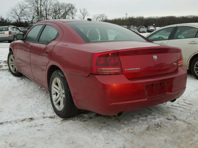 2B3KA53H76H167952 - 2006 DODGE CHARGER R/ MAROON photo 3