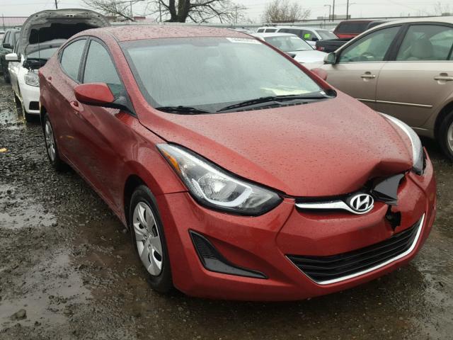 5NPDH4AE8GH708425 - 2016 HYUNDAI ELANTRA SE RED photo 1