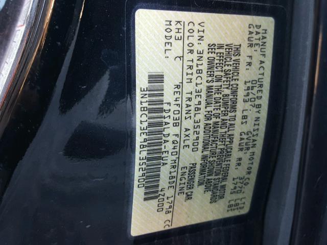 3N1BC13E98L352900 - 2008 NISSAN VERSA S BLUE photo 10