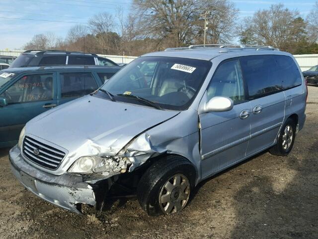 KNDUP131226276364 - 2002 KIA SEDONA EX BLUE photo 2