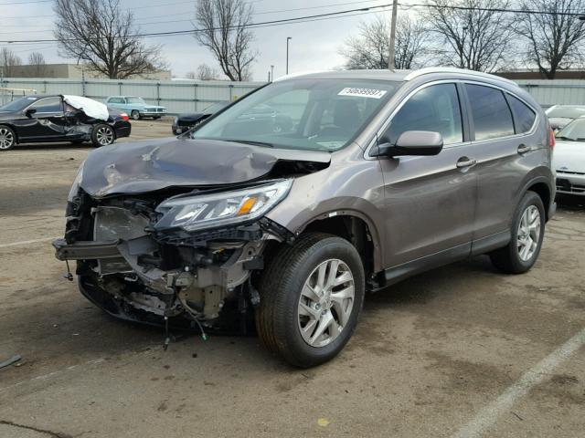 2HKRM4H76FH635806 - 2015 HONDA CR-V EXL BROWN photo 2