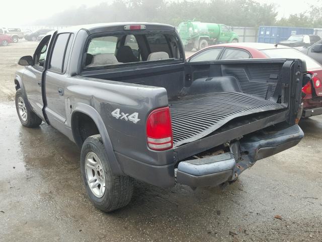 1D7HG38N94S574452 - 2004 DODGE DAKOTA QUA GRAY photo 3