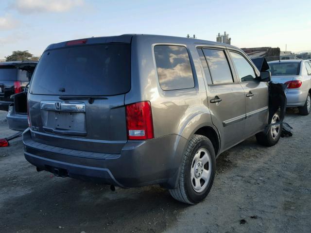 5FNYF3H22BB008517 - 2011 HONDA PILOT LX GRAY photo 4