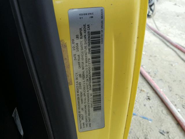 3VWPG3AGXAM007279 - 2010 VOLKSWAGEN NEW BEETLE 黄色 照片 10