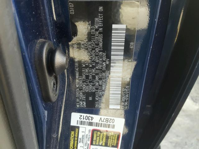 5TDZK23C77S041882 - 2007 TOYOTA SIENNA CE BLUE photo 10