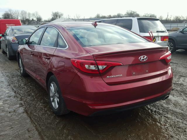 5NPE24AF2GH426702 - 2016 HYUNDAI SONATA SE RED photo 3