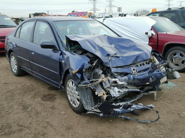 1HGES16564L010708 - 2004 HONDA CIVIC LX BLUE photo 1