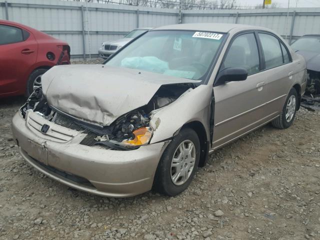 1HGES165X2L038010 - 2002 HONDA CIVIC LX TAN photo 2