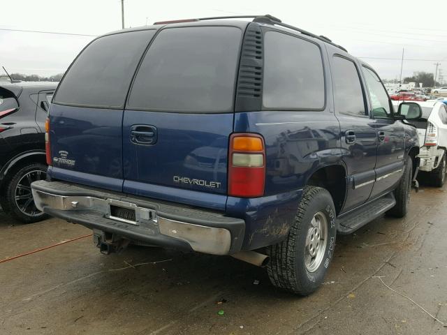 1GNEK13T91J174650 - 2001 CHEVROLET TAHOE K150 BLUE photo 4