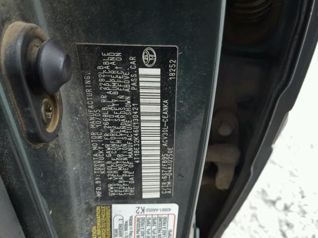 4T1BE32K46U130421 - 2006 TOYOTA CAMRY LE GREEN photo 10