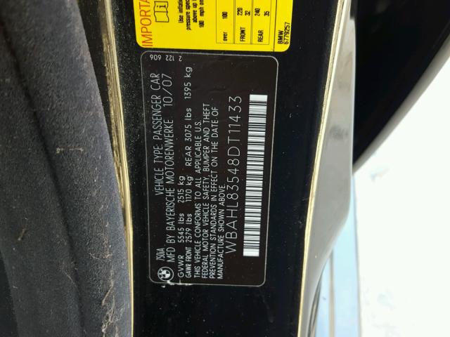 WBAHL83548DT11433 - 2008 BMW 750 BLACK photo 10