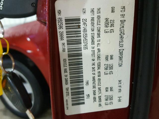 2D4FV48V55H537035 - 2005 DODGE MAGNUM SXT RED photo 10