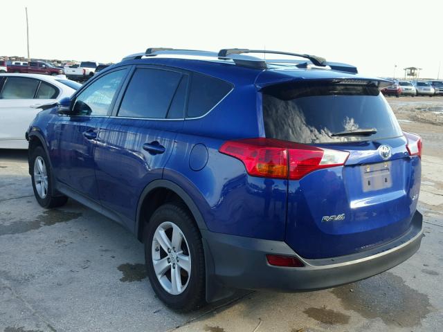 2T3WFREV8EW078501 - 2014 TOYOTA RAV4 XLE BLUE photo 3