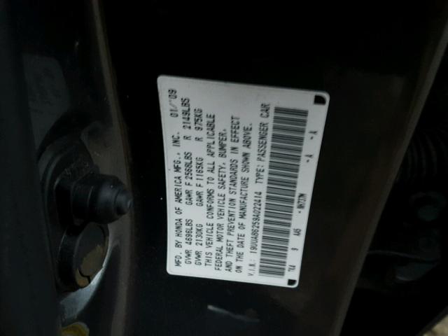 19UUA86259A022414 - 2009 ACURA TL CHARCOAL photo 10