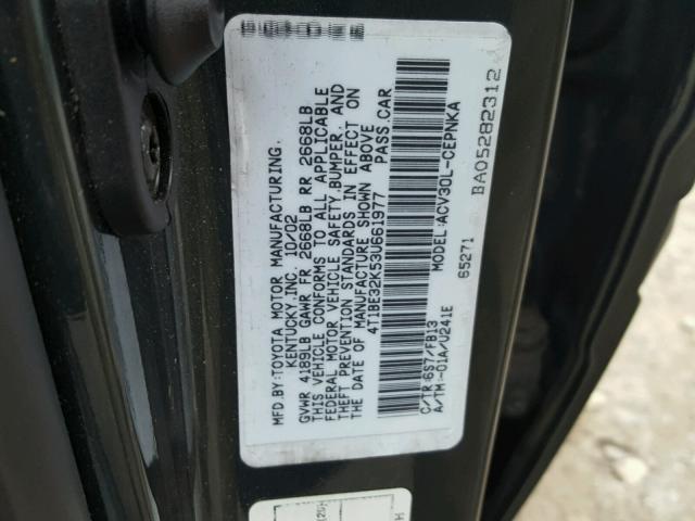 4T1BE32K53U661977 - 2003 TOYOTA CAMRY LE მწვანე ფოტო 10