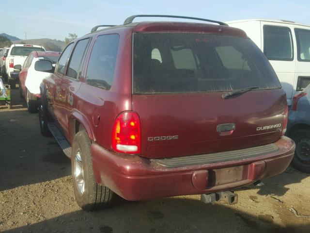 1B8HS78ZX2F197148 - 2002 DODGE DURANGO R/ BURGUNDY photo 3