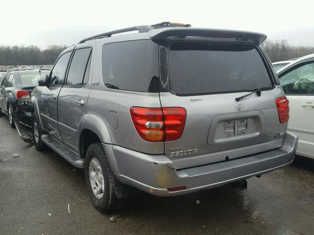 5TDZT34AX2S104949 - 2002 TOYOTA SEQUOIA SR GRAY photo 3