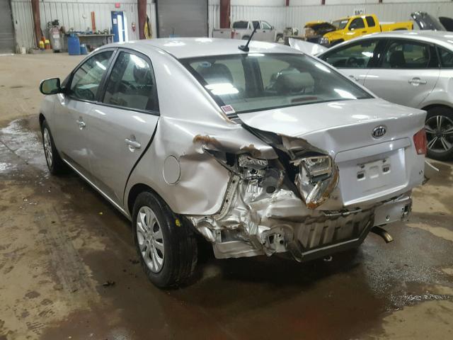 KNAFU4A27B5437129 - 2011 KIA FORTE EX SILVER photo 3