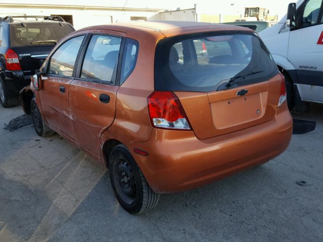 KL1TD66657B753948 - 2007 CHEVROLET AVEO BASE ORANGE photo 3