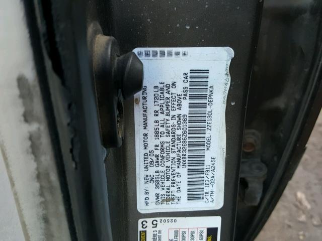 1NXBR32E86Z601369 - 2006 TOYOTA COROLLA CE GRAY photo 10