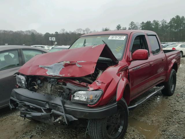 5TEGM92N43Z250989 - 2003 TOYOTA TACOMA DOU BURGUNDY photo 2