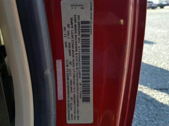 3VWRF31Y09M406119 - 2009 VOLKSWAGEN NEW BEETLE 红色 照片 10