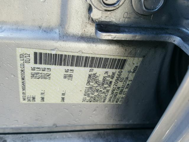 1N4AL2AP6CC209660 - 2012 NISSAN ALTIMA BAS SILVER photo 10