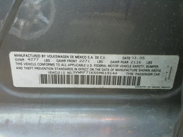 3VWRF71K55M619144 - 2005 VOLKSWAGEN NEW JETTA CHARCOAL photo 10