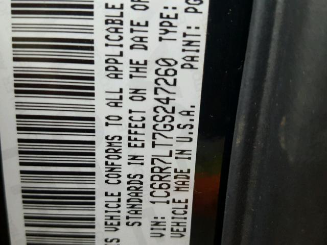 1C6RR7LT7GS247260 - 2016 RAM 1500 SLT შავი ფოტო 10