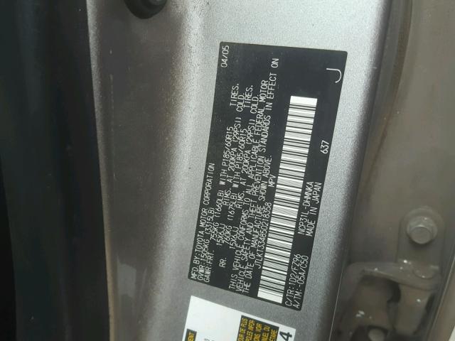 JTLKT334850218358 - 2005 TOYOTA SCION XB ნაცრისფერი ფოტო 10