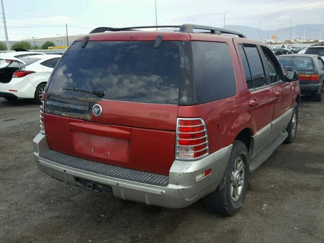 4M2ZU86W92ZJ29224 - 2002 MERCURY MOUNTAINEE RED photo 4