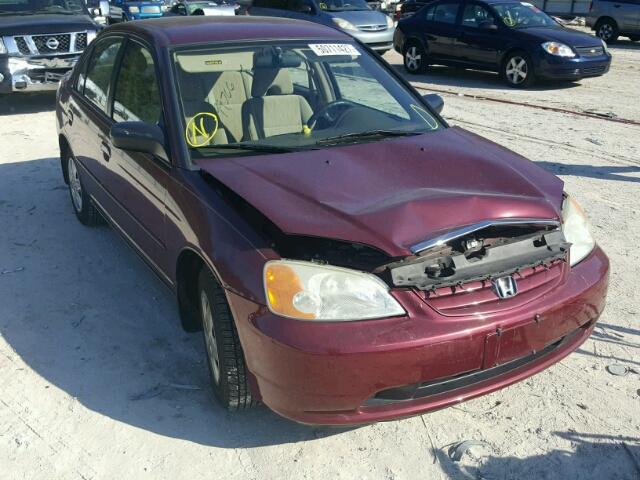 2HGES16573H597819 - 2003 HONDA CIVIC LX RED photo 1