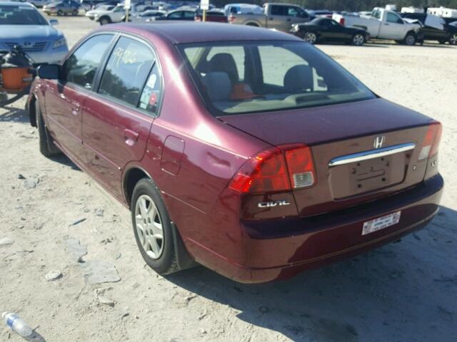 2HGES16573H597819 - 2003 HONDA CIVIC LX RED photo 3