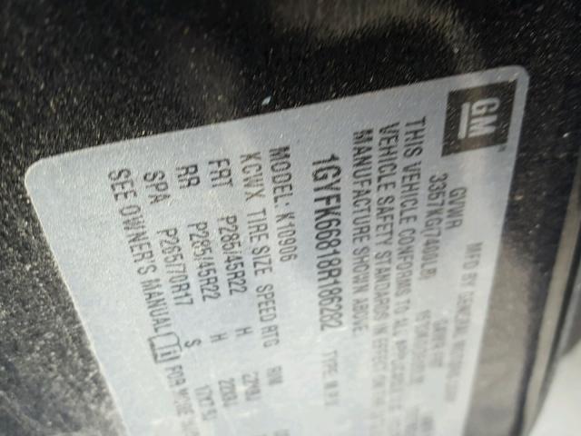 1GYFK66818R186282 - 2008 CADILLAC ESCALADE E BLACK photo 10