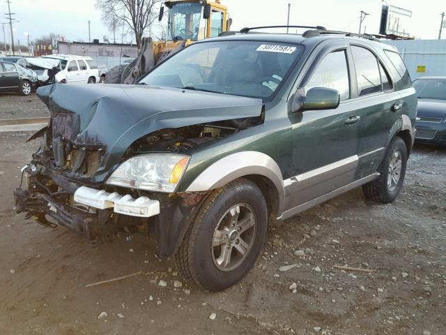 KNDJC733835066023 - 2003 KIA SORENTO EX GREEN photo 2