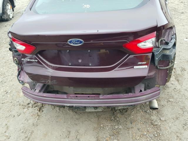 3FA6P0HR6DR138159 - 2013 FORD FUSION SE MAROON photo 9