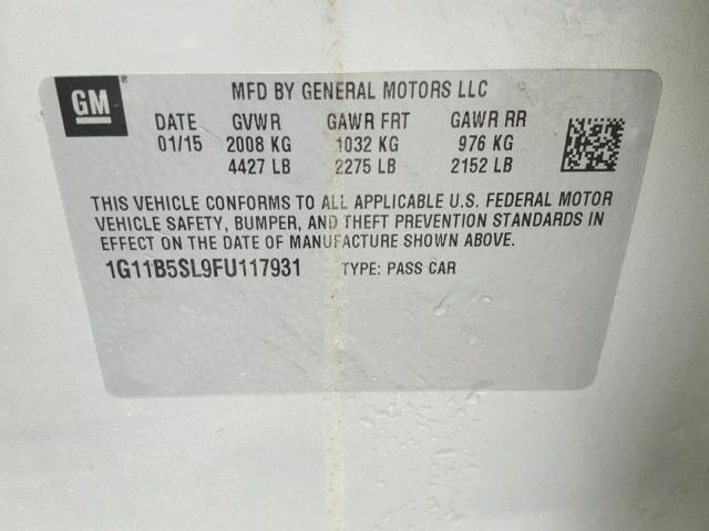 1G11B5SL9FU117931 - 2015 CHEVROLET MALIBU LS SILVER photo 10