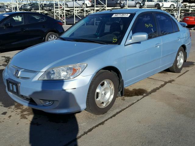 JHMES96645S011075 - 2005 HONDA CIVIC HYBR BLUE photo 2