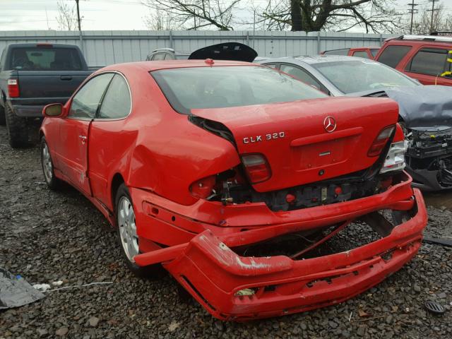 WDBLJ65G62T119190 - 2002 MERCEDES-BENZ CLK 320 RED photo 3