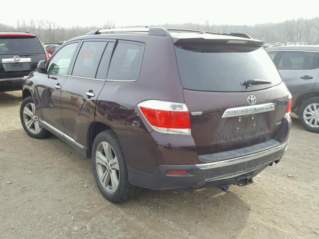 5TDDK3EH7CS148210 - 2012 TOYOTA HIGHLANDER MAROON photo 3